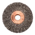 Weiler 1-3/8" Dia Crimped Wire Wheel, .008" Steel Fill, 1/4" Arbor Hole 15141